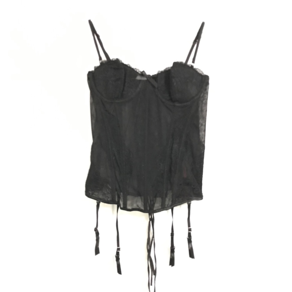 NWT Y2K Urban Behavior Goth Lace Corset Top M With Garter Straps Black